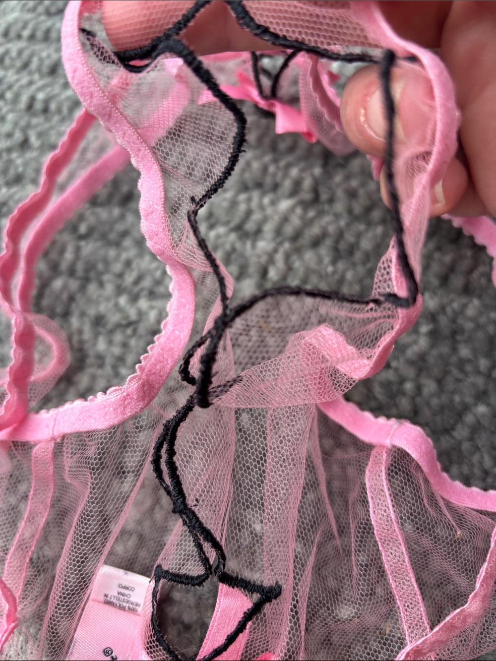 Sheer Pink Lace Bra & Panty Set with Decorative Bows - Picture 9 of 10